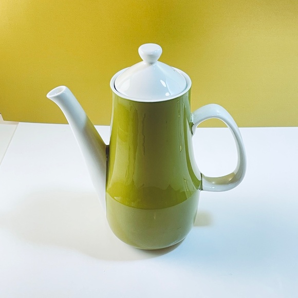 VINTAGE MCM Style House Durastone GREEN BRIER Coffee Pot | Mod 1960s 9.5" - Picture 3 of 14